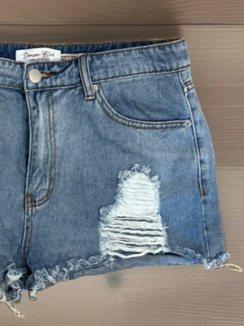 Denim Blvd Los Angeles Distressed Cut Off Denim Shorts Blue Mid Rise L